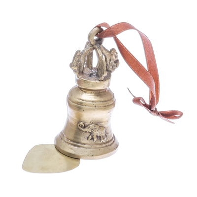 Brass bell, 'Ceremonial Sound' - Elephant Motif Brass Bell Crafted in Thailand