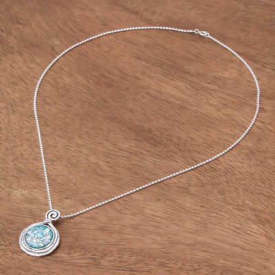 collar con colgante de cristal romano - Collar con colgante de vidrio romano hecho a mano artesanal de Tailandia