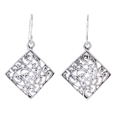 Sterling silver dangle earrings, 'Vintage Vines' - Vine Pattern Sterling Silver Dangle Earrings from Thailand