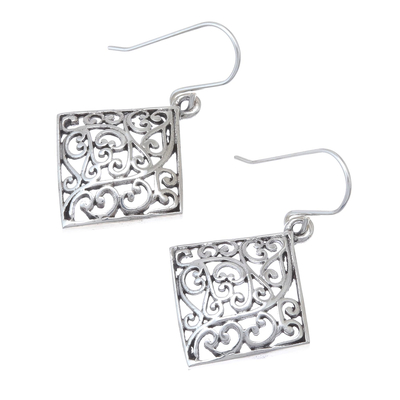 Sterling silver dangle earrings, 'Vintage Vines' - Vine Pattern Sterling Silver Dangle Earrings from Thailand