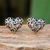 Pendientes de plata de ley - Aretes florales de plata de primera ley con forma de corazón