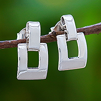 Sterling silver dangle earrings, 'Lovely Match' - Modern Sterling Silver Dangle Earrings Crafted in Thailand