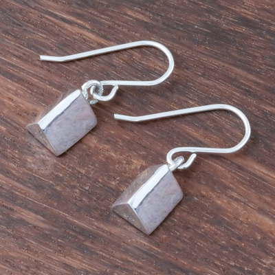 Sterling silver dangle earrings, 'Shining Triangles' - Geometric Triangular Sterling Silver Dangle Earrings