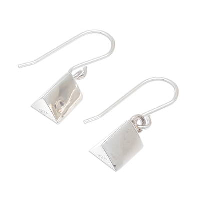 Sterling silver dangle earrings, 'Shining Triangles' - Geometric Triangular Sterling Silver Dangle Earrings