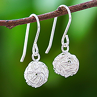 Sterling silver dangle earrings, 'Glistening Nests' - Sterling Silver Wire Dangle Earrings from Thailand