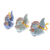 Celadon ceramic ornaments, 'Happy Hens' (set of 3) - Set of 3 Chicken Ornaments in Celadon Ceramic