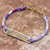 Brass pendant bracelet, 'Bohemian Whirlpools' - Swirl Pattern Brass Pendant Bracelet in Purple from Thailand