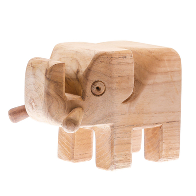 Hand-Carved Santol Wood Elephant Sculpture from Thailand