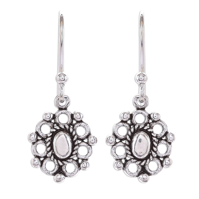 Sterling silver dangle earrings, 'Vintage Flower' - Floral Sterling Silver Dangle Earrings from Thailand