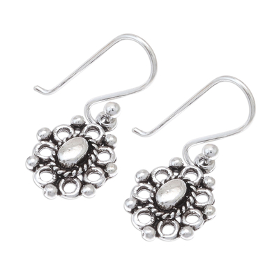 Sterling silver dangle earrings, 'Vintage Flower' - Floral Sterling Silver Dangle Earrings from Thailand