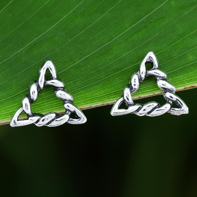 Sterling silver stud earrings, Rope Triangles