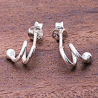 Sterling silver stud earrings, 'Swirling Strand' - Spiral-Shaped Sterling Silver Stud Earrings from Thailand