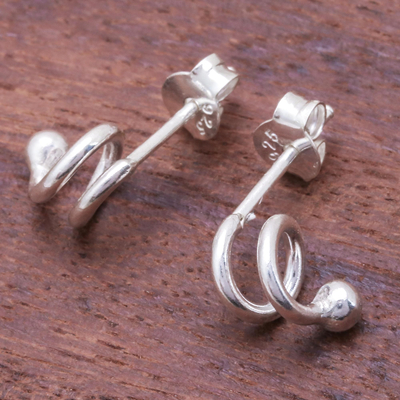 Sterling silver stud earrings, 'Swirling Strand' - Spiral-Shaped Sterling Silver Stud Earrings from Thailand