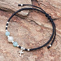 Amazonite beaded bracelet, 'Disco Faith'