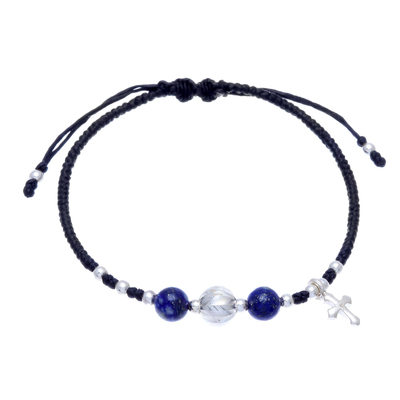 Lapis lazuli beaded bracelet, 'Joyful Faith' - Lapis Lazuli Beaded Bracelet from Thafiland