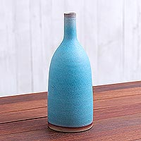 Ceramic vase, 'Spring Water' - Light Blue Ceramic Vase Crafted in Thailand