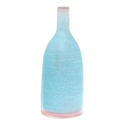 Light Blue Ceramic Vase Crafted in Thailand