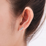 Sterling silver button earrings, 'Adorable Leaves' - Leafy Sterling Silver Button Earrings from Thailand