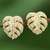 Gold plated sterling silver stud earrings, 'Tropical Leaf' - Handcrafted Thai 18k Gold Plated Leaf Stud Earrings thumbail