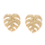 Gold plated sterling silver stud earrings, 'Tropical Leaf' - Handcrafted Thai 18k Gold Plated Leaf Stud Earrings (image 2a) thumbail