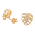 Gold plated sterling silver stud earrings, 'Tropical Leaf' - Handcrafted Thai 18k Gold Plated Leaf Stud Earrings (image 2c) thumbail
