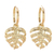 Gold plated sterling silver dangle earrings, 'Tropical Leaf' - Handcrafted Thai Gold Plated Dangle Earrings