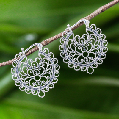 Pendientes aro plata de ley - Aretes de aro de plata esterlina hechos a mano artesanalmente de Tailandia