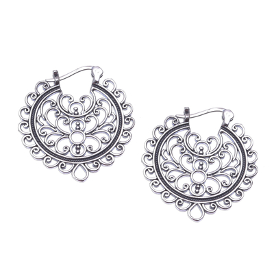 Sterling silver hoop earrings, 'Classic Swirls' - Artisan Crafted Sterling Silver Hoop Earrings from Thailand