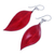 Leather dangle earrings, 'Fanciful Leaves in Red' - Leaf-Shaped Leather Dangle Earrings in Red from Thailand