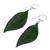 Leather dangle earrings, 'Fanciful Leaves in Green' - Leaf-Shaped Leather Dangle Earrings in Green from Thailand