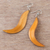 Leather dangle earrings, 'Lithe Leaves in Yellow' - Wavy Leather Dangle Earrings in Yellow from Thailand