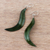 Leather dangle earrings, 'Lithe Leaves in Green' - Wavy Leather Dangle Earrings in Green from Thailand