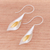 Gold accented drop earrings, 'Serene Lily' - Floral Theme Handmade Gold Accented Sterling Silver Earrings (image 2b) thumbail