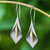 Gold accented rhodium plated sterling silver drop earrings, 'Dark Lily' - Handmade Gold Accent Rhodium Plated Sterling Silver Earrings thumbail