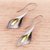 Gold accented rhodium plated sterling silver drop earrings, 'Dark Lily' - Handmade Gold Accent Rhodium Plated Sterling Silver Earrings (image 2b) thumbail