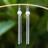 Sterling silver chandelier earrings, 'Magical Medusa - Thai Artisan Handcrafted Sterling Silver Long Earrings