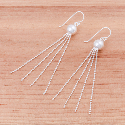 Sterling silver chandelier earrings, 'Magical Medusa - Thai Artisan Handcrafted Sterling Silver Long Earrings