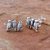 Sterling silver button earrings, 'Twittering Trio' - Thai Artisan Handcrafted Sterling Silver Button Earrings (image 2b) thumbail