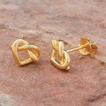 Gold plated sterling silver stud earrings, 'Lassos of Love' - Modern Thai 18k Gold Plated Sterling Silver Stud Earrings