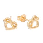 Gold plated sterling silver stud earrings, 'Lassos of Love' - Modern Thai 18k Gold Plated Sterling Silver Stud Earrings