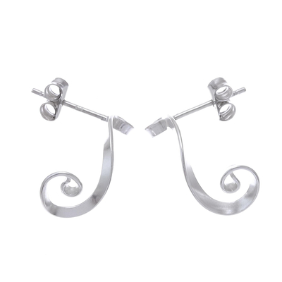 Sterling silver drop earrings, 'Coiling Ribbons' - Sterling Silver Ribbon Drop Earrings from Thailand