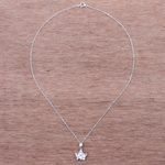 Sterling silver pendant necklace, 'Orchid Blossom' - 925 Silver Floral Pendant Necklace Handcrafted in Thailand