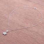 Sterling silver pendant necklace, 'Orchid Blossom' - 925 Silver Floral Pendant Necklace Handcrafted in Thailand