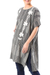 Long cotton tunic, 'Floral Lattice' - Black and Alabaster Floral Cotton Long Length Tunic (image 2c) thumbail