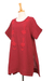 Cotton tunic, 'Crimson Bloom' - Floral Cotton Tunic in Crimson from Thailand (image 2d) thumbail