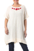Cotton tunic, 'Posy Bliss in Alabaster' - Floral Cotton Tunic in Alabaster from Thailand