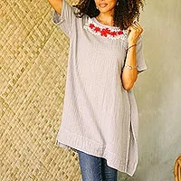 Cotton tunic, Posy Bliss in Ash