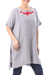 Cotton tunic, 'Posy Bliss in Ash' - Floral Cotton Tunic in Ash from Thailand (image 2a) thumbail