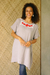 Cotton tunic, 'Posy Bliss in Ash' - Floral Cotton Tunic in Ash from Thailand (image 2b) thumbail