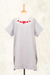 Cotton tunic, 'Posy Bliss in Ash' - Floral Cotton Tunic in Ash from Thailand (image 2e) thumbail